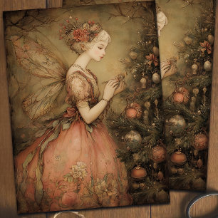 Papel De Seda Vintage Christmas Red Fairy Floral Decoupage