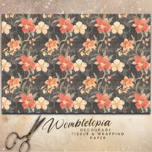 Papel De Seda Vintage Christmas Red & Gold Poinsettia Decoupage