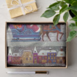 Papel De Seda Vintage Christmas, Santa Claus Horse Open Sleigh<br><div class="desc">Ilustracion de época Victorian Festividad navideña Feliz Navidad con un alegre Papá Noel montado en un caballo de trineos abiertos en la víspera de Navidades. Está nevando durante el invierno con una ciudad somnolienta a lo lejos. Árboles blancos cubiertos con ramas cubiertas de nieve mientras los copos de nieve caen...</div>