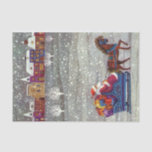 Papel De Seda Vintage Christmas, Santa Claus Horse Open Sleigh<br><div class="desc">Ilustracion de época Victorian Festividad navideña Feliz Navidad con un alegre Papá Noel montado en un caballo de trineos abiertos en la víspera de Navidades. Está nevando durante el invierno con una ciudad somnolienta a lo lejos. Árboles blancos cubiertos con ramas cubiertas de nieve mientras los copos de nieve caen...</div>