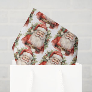Papel De Seda Vintage Christmas Santa Claus Patrón sonriente