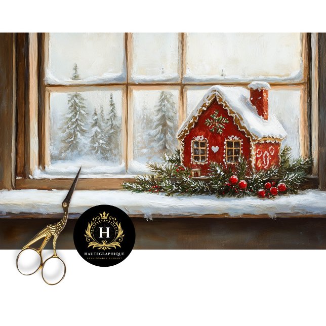 Papel De Seda Vintage Christmas Scene Gingerbread Decoupage (Subido por el creador)