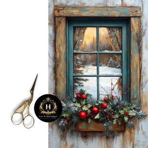 Papel De Seda Vintage Christmas Scene Rustic Window Decoupage