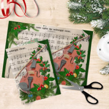 Vintage Christmas Sheet Music con violín festivo