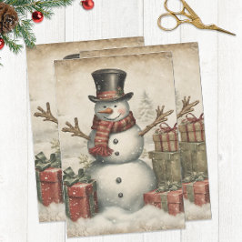 Papel De Seda Vintage Christmas Snowman