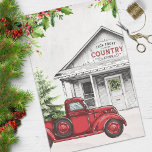 Papel De Seda Vintage Christmas Store and Truck Decoupage<br><div class="desc">El papel higiénico de los Navidades es maravilloso,  con una antigua tienda rural y un camión rojo vintage con un árbol en la parte de atrás.</div>