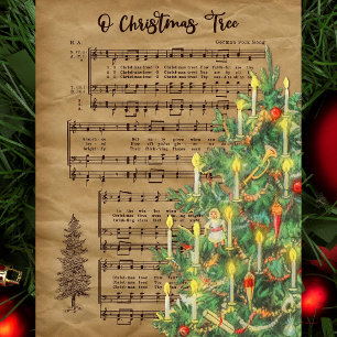 Papel De Seda Vintage Christmas Tree Music 