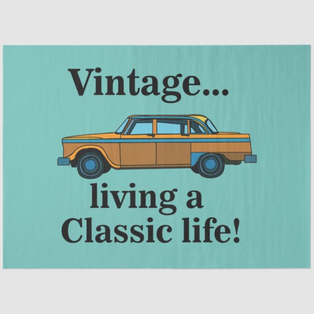 Papel De Seda Vintage Classic Car Birthday (Anverso)