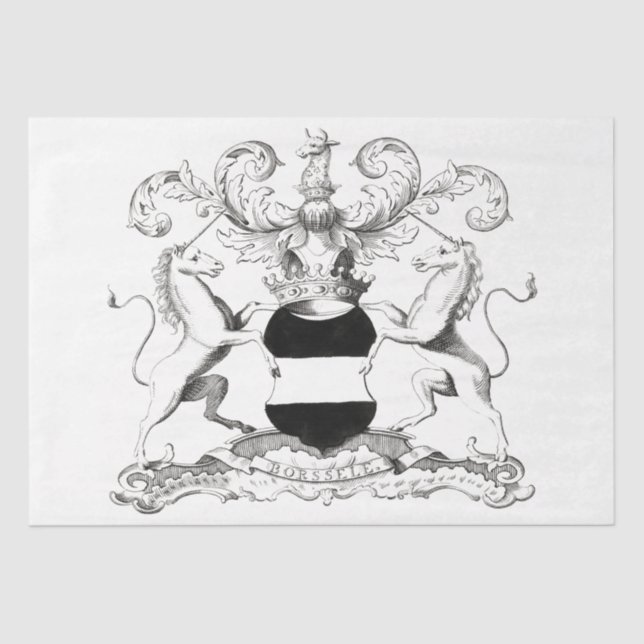 Papel De Seda Vintage Coat of Arms Unicorn Ephemera Decoupage (Anverso)