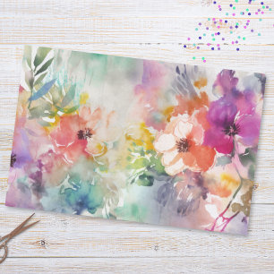 Papel De Seda Vintage Colorful Floral Watercolor Botánico