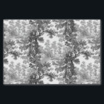 Papel De Seda Vintage Cottage Landscape Toile-Black & White<br><div class="desc">Clásico paisaje vintage de estilo toile de jouy con una casa de campo rústica y un puente en un claro enmarcado por un bosque de árboles en tonos negros y grises sobre fondo blanco. El patrón no tiene fisuras y se puede rotar o cambiar de tamaño.</div>