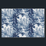 Papel De Seda Vintage Cottage Paisaje Toile-Blue & White<br><div class="desc">Clásico paisaje vintage de estilo toile de jouy con una casa de campo rústica y un puente en un claro enmarcado por un bosque de árboles en tonos claros y azul oscuro sobre fondo blanco. El patrón no tiene fisuras y se puede rotar o cambiar de tamaño.</div>
