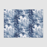 Papel De Seda Vintage Cottage Paisaje Toile-Blue & White<br><div class="desc">Clásico paisaje vintage de estilo toile de jouy con una casa de campo rústica y un puente en un claro enmarcado por un bosque de árboles en tonos claros y azul oscuro sobre fondo blanco. El patrón no tiene fisuras y se puede rotar o cambiar de tamaño.</div>