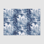 Papel De Seda Vintage Cottage Paisaje Toile-Blue & White<br><div class="desc">Clásico paisaje vintage de estilo toile de jouy con una casa de campo rústica y un puente en un claro enmarcado por un bosque de árboles en tonos claros y azul oscuro sobre fondo blanco. El patrón no tiene fisuras y se puede rotar o cambiar de tamaño.</div>