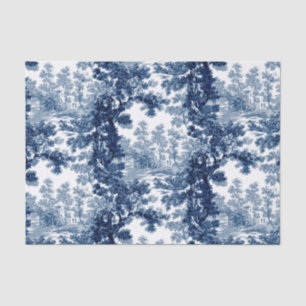Papel De Seda Vintage Cottage Paisaje Toile-Blue & White