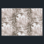 Papel De Seda Vintage Cottage Paisaje Toile-Brown & White<br><div class="desc">Paisaje clásico vintage de estilo toile de jouy con una casa de campo rústica y un puente en un claro enmarcado por un bosque de árboles en tonos claros y marrones oscuros sobre fondo blanco. El patrón no tiene fisuras y se puede rotar o cambiar de tamaño.</div>