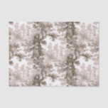 Papel De Seda Vintage Cottage Paisaje Toile-Brown & White<br><div class="desc">Paisaje clásico vintage de estilo toile de jouy con una casa de campo rústica y un puente en un claro enmarcado por un bosque de árboles en tonos claros y marrones oscuros sobre fondo blanco. El patrón no tiene fisuras y se puede rotar o cambiar de tamaño.</div>