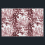 Papel De Seda Vintage Cottage Paisaje Toile-Pink & White<br><div class="desc">Clásico paisaje vintage de estilo toile de jouy con una casa de campo rústica y un puente en un claro enmarcado por un bosque de árboles en tonos claros y rosa oscuro sobre fondo blanco. El patrón no tiene fisuras y se puede rotar o cambiar de tamaño.</div>