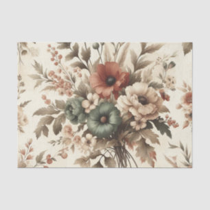 Papel De Seda Vintage Cottagecore Watercolor Floral Earthy