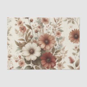 Papel De Seda Vintage Cottagecore Watercolor Floral Earthy