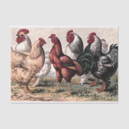 Papel De Seda Vintage Country Roosters tejido fiesta