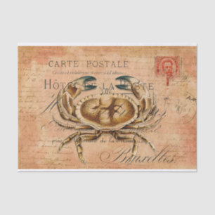 Papel De Seda Vintage Crab Francés Postcard Decoupage
