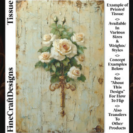 Papel De Seda Vintage Cream y White Roses CW2 Decoración