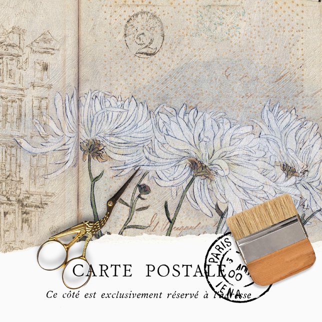 Papel De Seda Vintage Crysanthemums Rústicos Textura Decoupage (Subido por el creador)