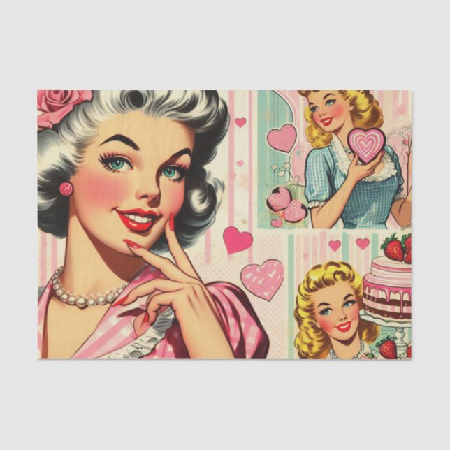 Papel De Seda Vintage Cute Candy Pin Up (Anverso)