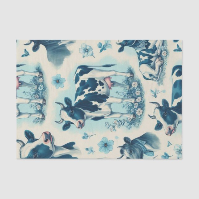 Papel De Seda Vintage Cute Farm Cow Seamless (Anverso)