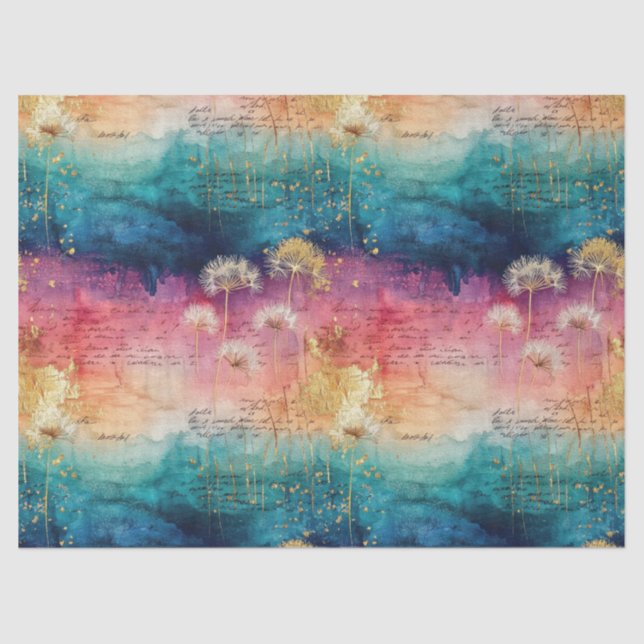 Papel De Seda Vintage Dandelion Abstract Pattern (1) (Anverso)