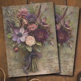 Papel De Seda Vintage Dark Wildflower Bouquet and Decoupage