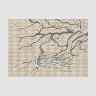 Papel de seda vintage de coral y medusas