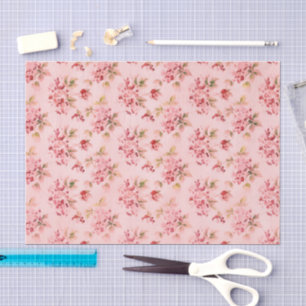 Papel de seda vintage de flor rosa delicada