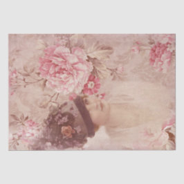 Papel De Seda Vintage de floral rosa suave en Gorra Shabby Chic