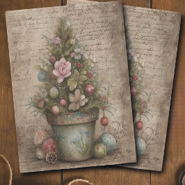 Papel De Seda Vintage Decorated Christmas Tree Pot Decoupage