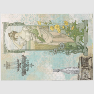 Papel De Seda *~* Vintage Decoupage Mujer Art Nouveau AR23