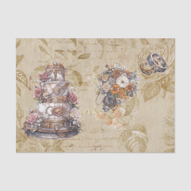 Papel De Seda Vintage Decoupage Steampunk Boda (Anverso)