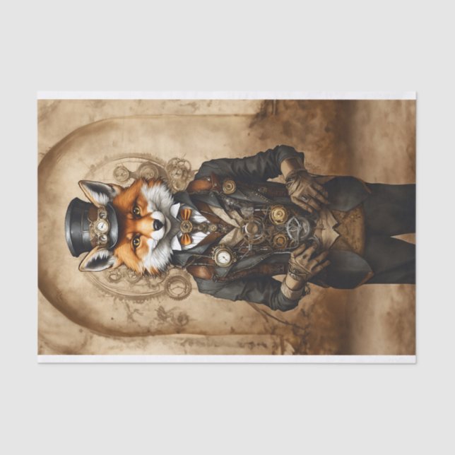 Papel De Seda Vintage Decoupage Steampunk Fox (Anverso)