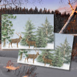Papel De Seda Vintage Deer Winter Snow Flake Christmas Tree Blue<br><div class="desc">Elegante y mágico bosque vintage de árboles con un par de ciervos en cascada,  capturado en este diseño original que fue elegantemente creado a partir de elementos botánicos vintage por la artista y diseñadora con licencia internacional,  Audrey Jeanne Roberts,  copyright.</div>