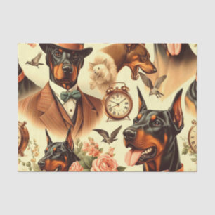Papel De Seda Vintage Doberman Seamless Ilustracion