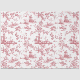 Papel De Seda Vintage English Floral Toile de Jouy-Pink