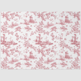 Papel De Seda Vintage English Floral Toile de Jouy-Pink