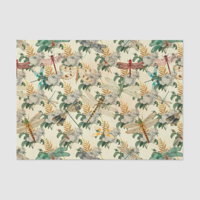 Papel De Seda Vintage Ephemera Dragonfly (Anverso)