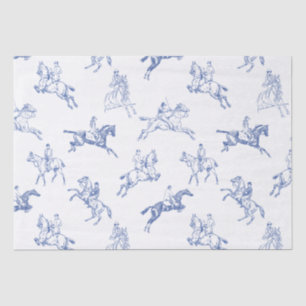 Papel De Seda Vintage Equestrian Blue White Toile