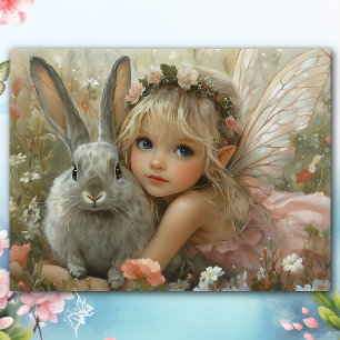 Papel De Seda Vintage Fairy and Bunny Floral Fantasy
