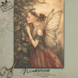 Papel De Seda Vintage Fairy con Berries y Foliage de Otoño