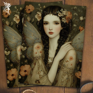Papel De Seda Vintage Fairy in Wildflower Garden Decoupage 