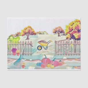 Papel De Seda Vintage Fall calabazas de otoño acuarela