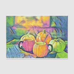 Papel De Seda Vintage Fall calabazas de otoño acuarela